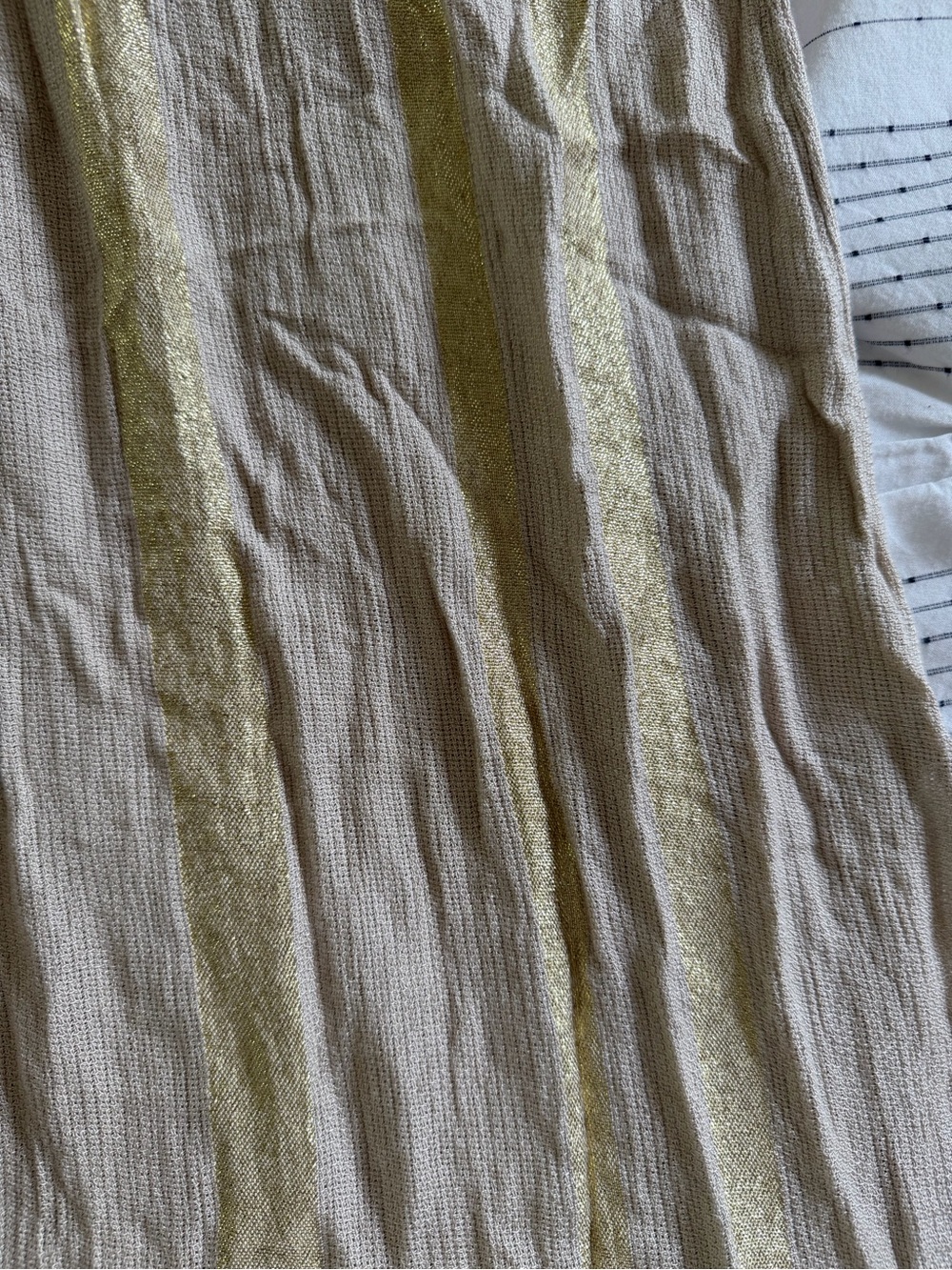 Anthropologie L Space Linen Gold Strapless Maxi Dress with Wood Knot Front - Picture 10 of 14